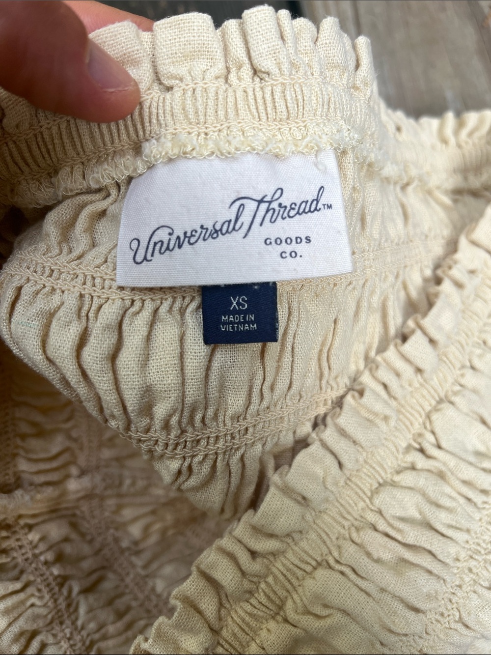 Universal Thread Cream Smocked Ruffle Tube Top - Picture 4 of 4
